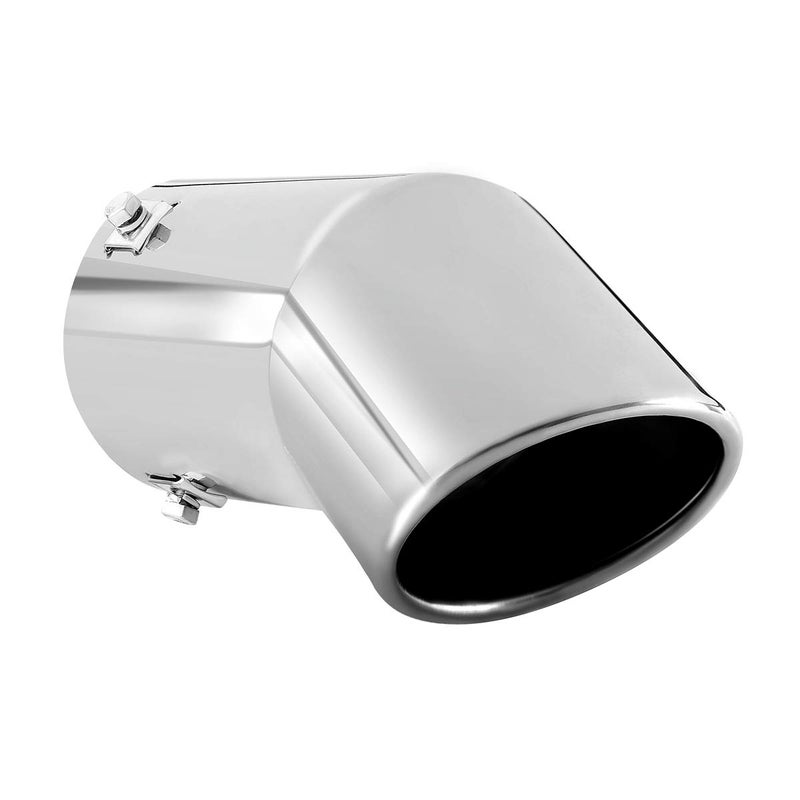 TriTrust Exhaust Tip, 2.75-3 inch inlet adjustable, 3.5'' Outlet 8'' Long Muffler Tip, Chrome Stainless Steel Truck Car Turn Down Tail Tip, Clamp On Tailpipe - Image 1